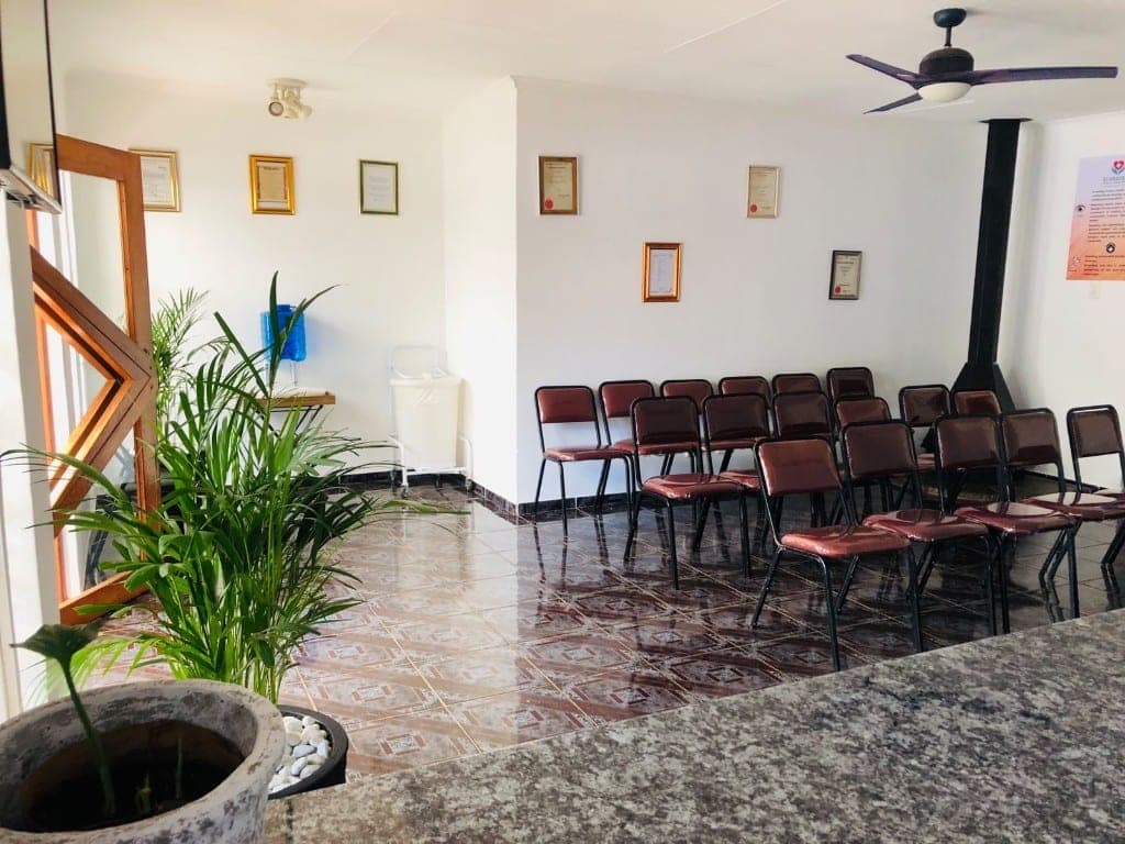 Waiting area and reception view inside Elshaddai Health Care Centre
